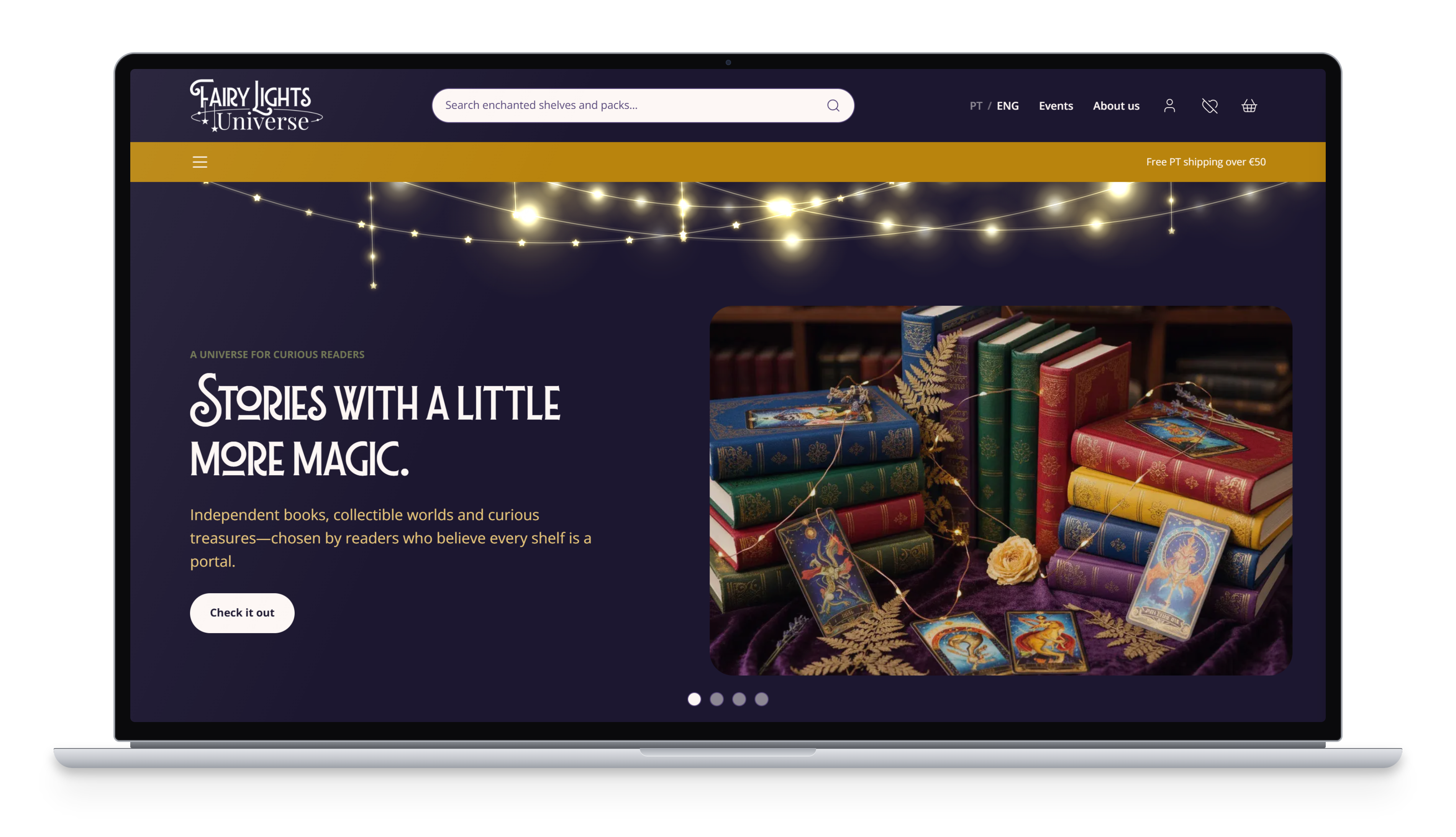 Fairy Lights Universe website on a laptop